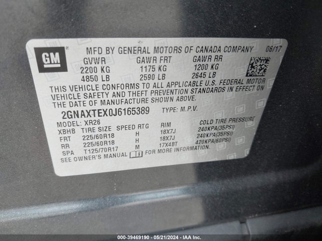 Chevrolet EQUINOX LT 2018 2GNAXTEX0J6165389 Image 9