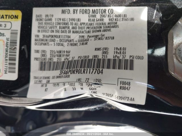 2020 FORD FUSION 3FA6P0K90LR117704 Photo 8