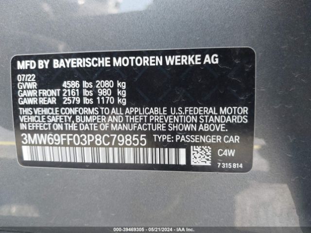 3MW69FF03P8C79855 BMW 330I