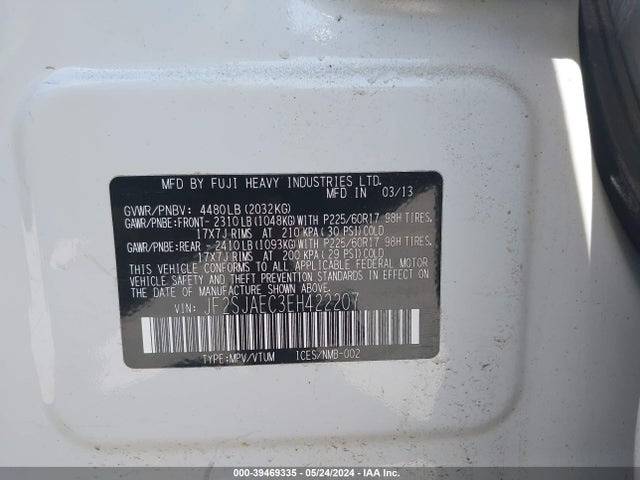 Subaru Forester 2.5i Premium 2014 JF2SJAEC3EH422207 Image 9