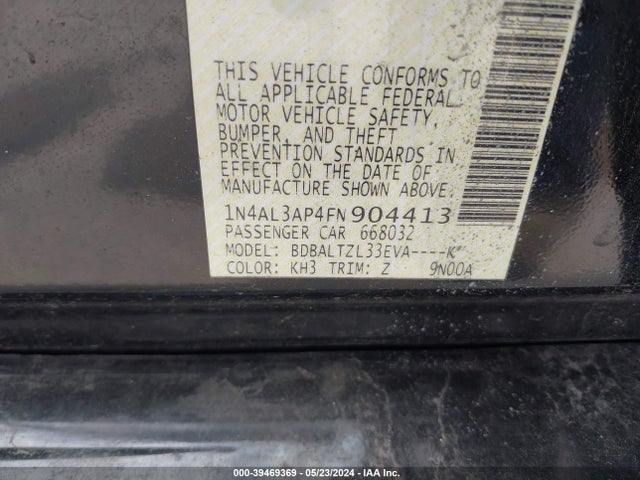 Nissan Altima 2.5 Sl 2015 1N4AL3AP4FN904413 Image 9
