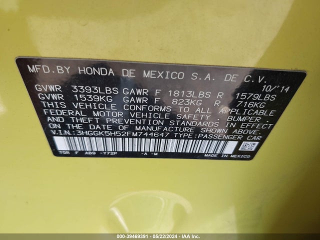 Honda FIT LX 2015 3HGGK5H52FM744647 Image 9