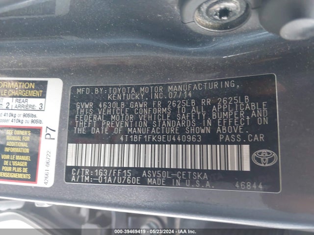 Toyota CAMRY SE 2014 4T1BF1FK9EU440963 Image 9