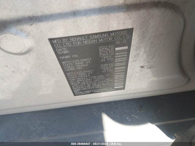 Nissan ROGUE SV 2015 KNMAT2MV7FP571630 Image 9