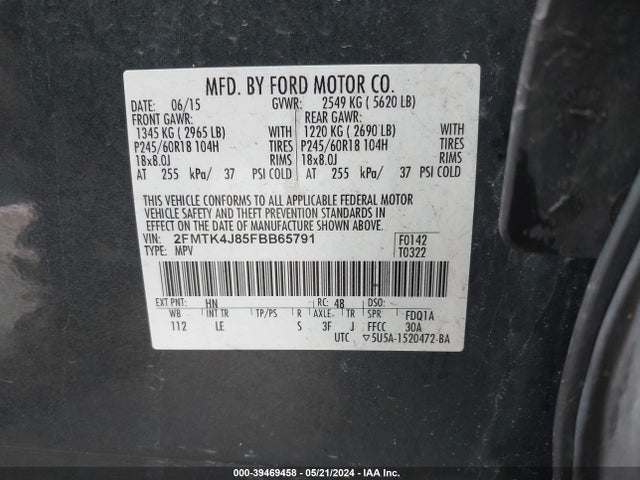 Ford EDGE SEL 2015 2FMTK4J85FBB65791 Image 9