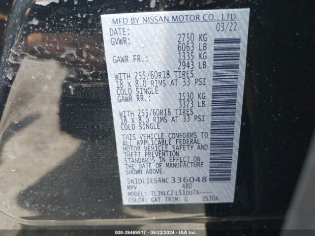 5N1DL1ES4NC336048 Infiniti Qx60 Pure Awd