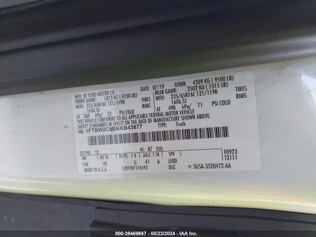 Ford Transit-350 2019 1FTBW2CM0KKB43877 Image 9