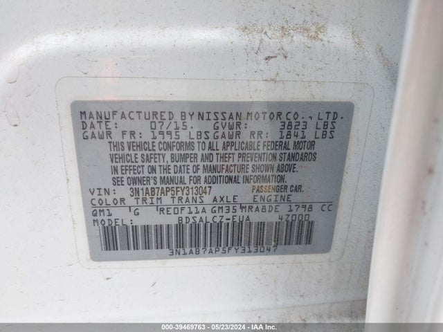 Nissan SENTRA S 2015 3N1AB7AP5FY313047 Image 9