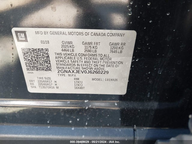 Chevrolet EQUINOX LT 2018 2GNAXJEV0J6260229 Image 9