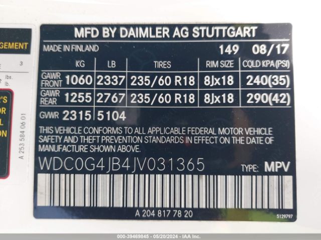WDC0G4JB4JV031365 Mercedes-Benz GLC 300