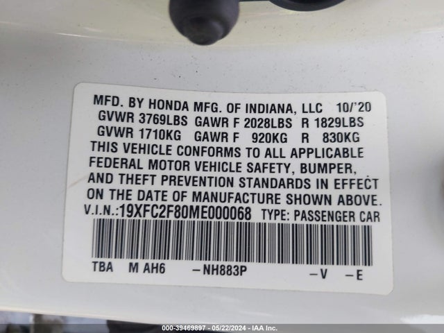 Honda Civic Sport 2021 19XFC2F80ME000068 Image 9