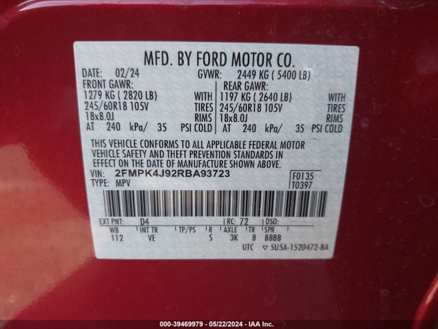 Ford EDGE SEL 2024 2FMPK4J92RBA93723 Image 9