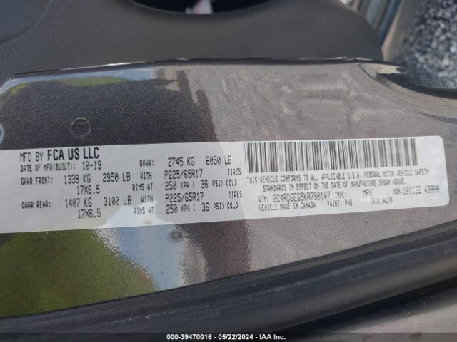 2C4RDGEG5KR790107 Dodge Grand Caravan Gt