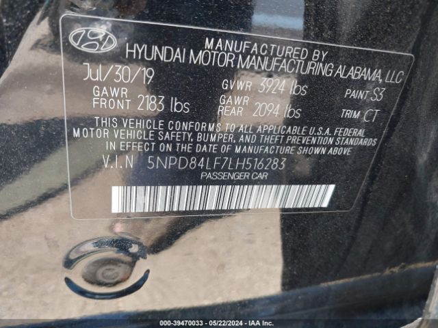 5NPD84LF7LH516283 Hyundai Elantra Limited