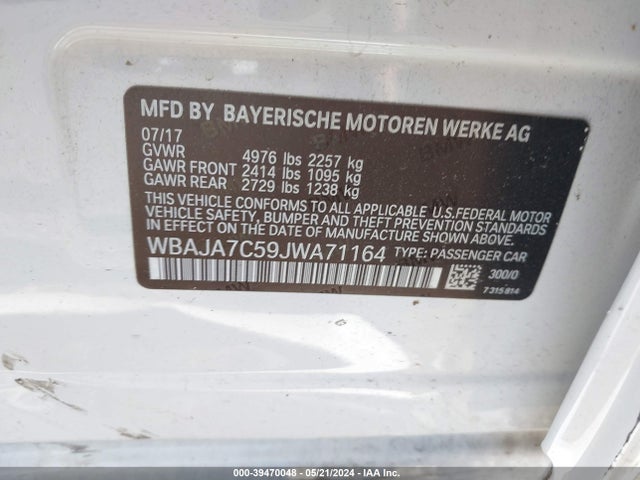 WBAJA7C59JWA71164 BMW 530i Xdrive