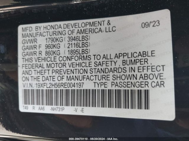 19XFL2H56RE004197 Honda Civic Lx