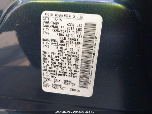 Nissan Rogue Select S 2015 JN8AS5MTXFW154306 Image 9