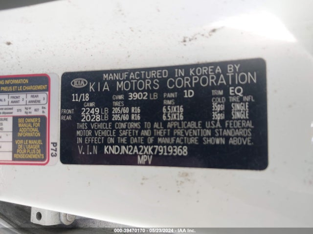 KIA Soul 2019 KNDJN2A2XK7919368 Image 9