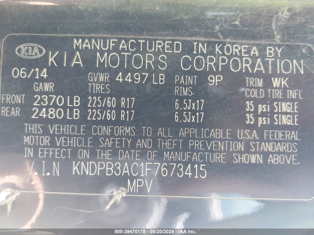 KIA Sportage Lx 2015 KNDPB3AC1F7673415 Image 9