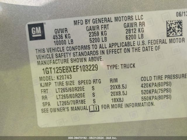 1GT125E8XEF103229 GMC Sierra 2500hd Denali