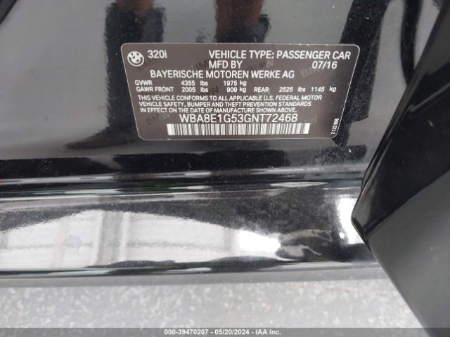 WBA8E1G53GNT72468 BMW 320i