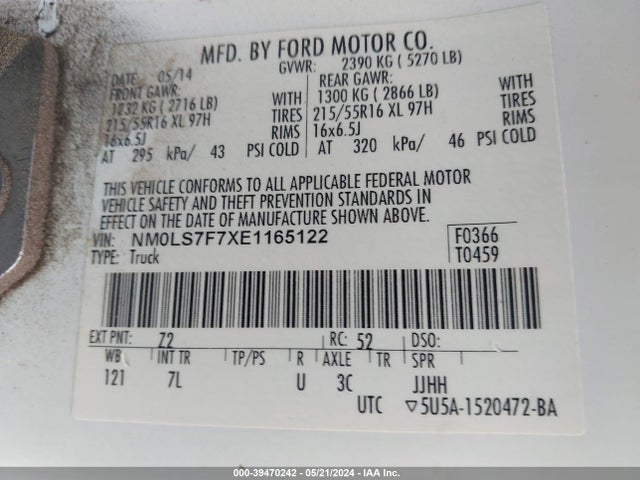 Ford Transit Connect Xlt 2014 NM0LS7F7XE1165122 Image 9