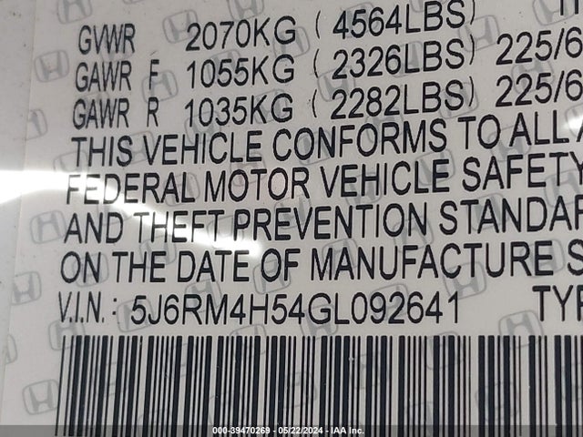 Honda CR-V EX 2016 5J6RM4H54GL092641 Image 17