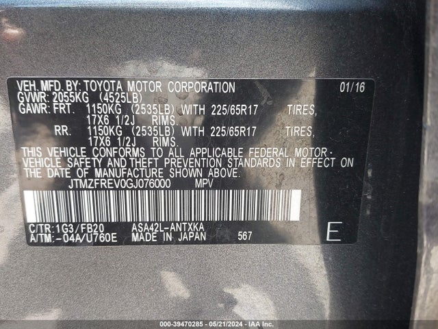 Toyota RAV4 LE 2016 JTMZFREV0GJ076000 Image 9