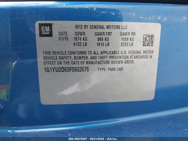 Chevrolet Corvette Z06 2015 1G1YU2D60F5602676 Image 9