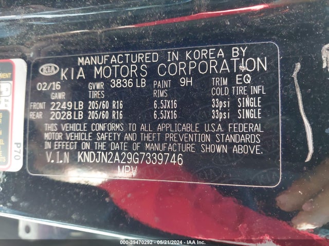 KIA Soul 2016 KNDJN2A29G7339746 Image 9
