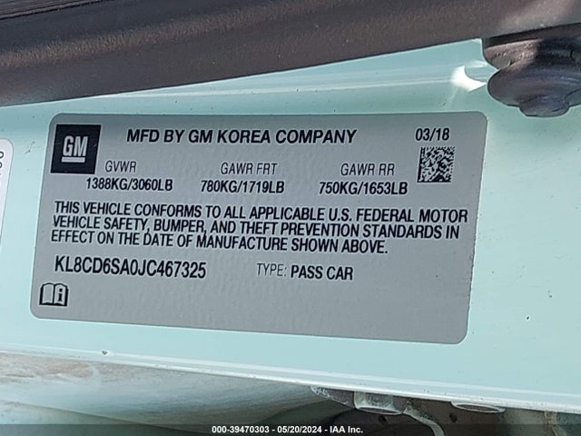 Chevrolet Spark 1lt Cvt 2018 KL8CD6SA0JC467325 Image 9
