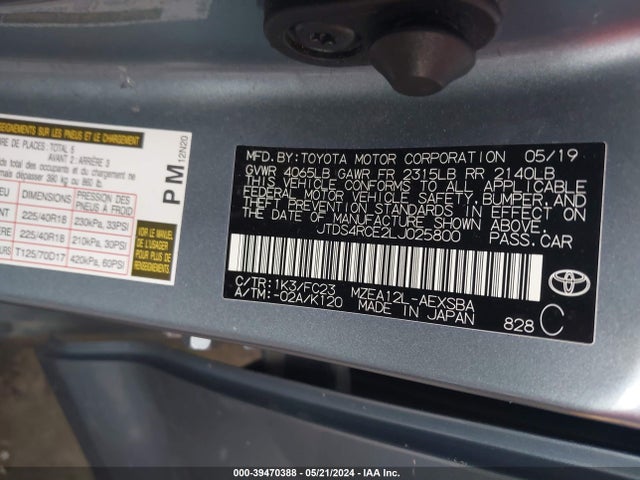 Toyota COROLLA SE 2020 JTDS4RCE2LJ025800 Image 9