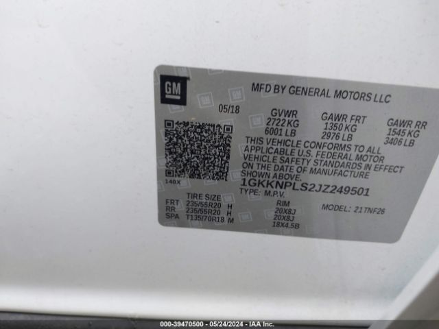 1GKKNPLS2JZ249501 GMC Acadia Denali