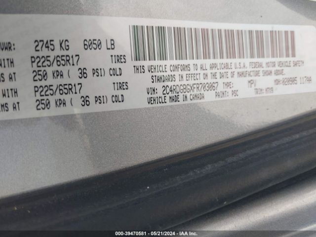 2C4RDGBGXFR703067 Dodge Grand Caravan Se Plus