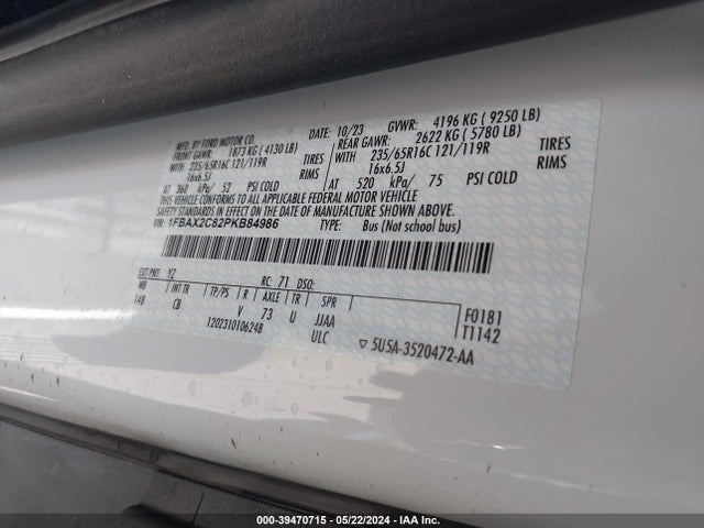 Ford Transit-350 Passenger Van Xl 2023 1FBAX2C82PKB84986 Image 9