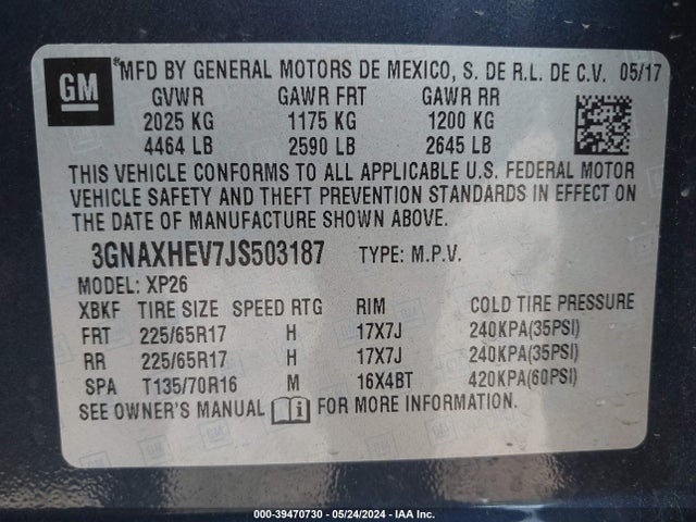 Chevrolet EQUINOX LS 2018 3GNAXHEV7JS503187 Image 9