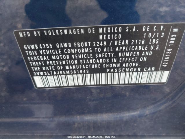 3VW3L7AJ6EM381648 Volkswagen Jetta 2.0l Tdi