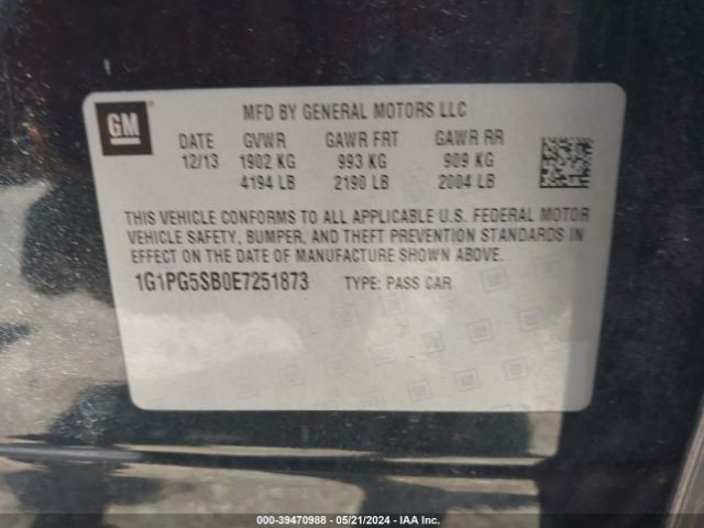 1G1PG5SB0E7251873 Chevrolet CRUZE LTZ
