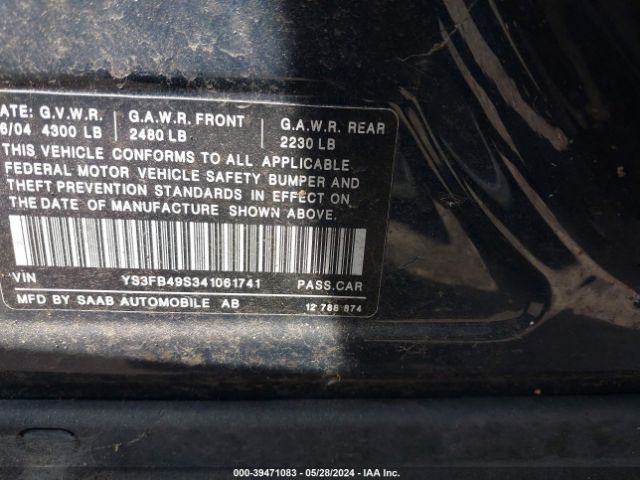 2004 SAAB 9-3 YS3FB49S341061741 Photo 8