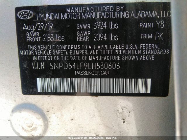 5NPD84LF9LH530606 Hyundai ELANTRA SEL