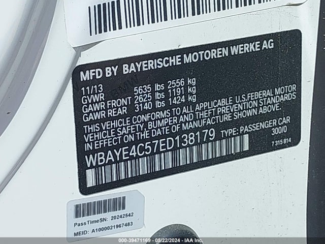 WBAYE4C57ED138179 BMW 740LI