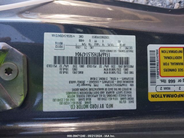 1FA6P8TH5L5147904 Ford Mustang Ecoboost Premium Fastback