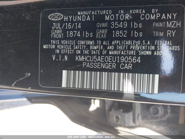 Hyundai ACCENT SE 2014 KMHCU5AE0EU190564 Image 9