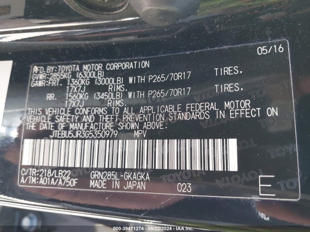 Toyota 4runner Sr5 Premium 2016 JTEBU5JR3G5350979 Image 9