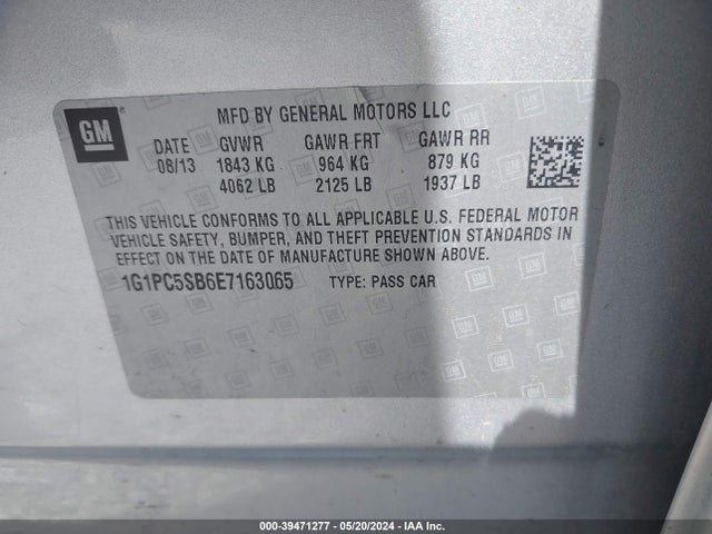 Chevrolet Cruze 1lt Auto 2014 1G1PC5SB6E7163065 Image 9