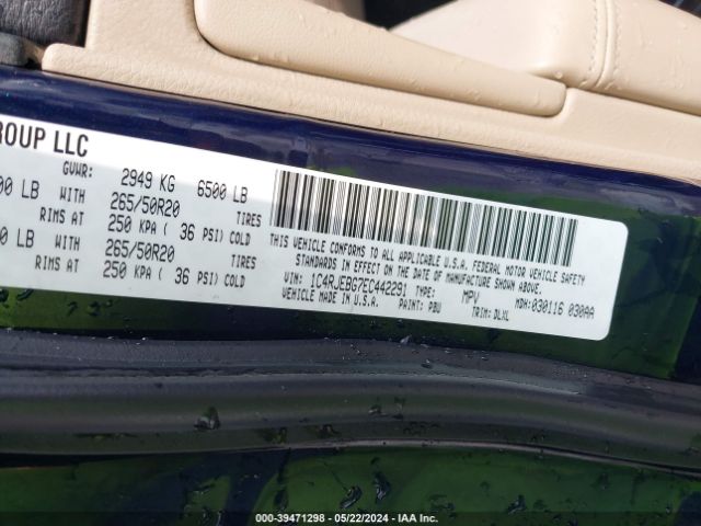 1C4RJEBG7EC442291 Jeep Grand Cherokee Limited