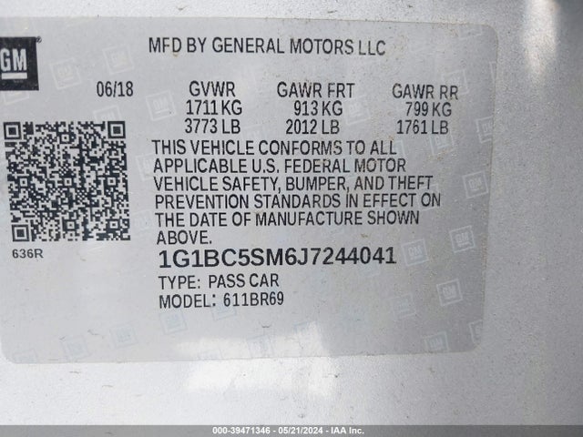 Chevrolet Cruze Ls Auto 2018 1G1BC5SM6J7244041 Image 9