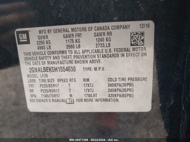 2GNALBEK5H1554630 Chevrolet EQUINOX LS