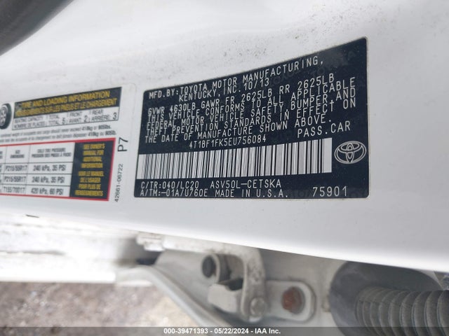 Toyota CAMRY SE 2014 4T1BF1FK5EU756084 Image 9
