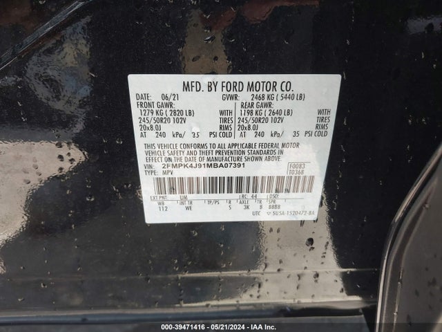 Ford Edge St-line 2021 2FMPK4J91MBA07391 Image 9